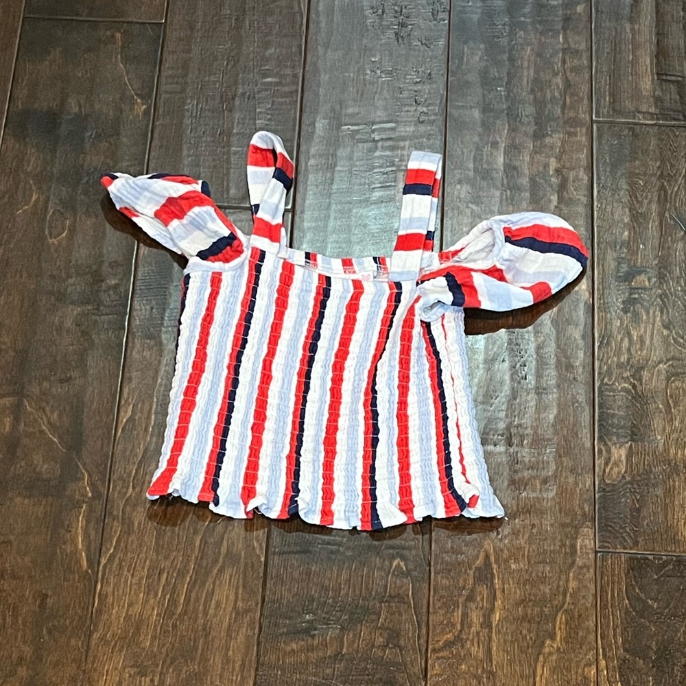 Striped Red and White Off-Shoulder Top